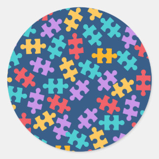 Autism Awareness Month Support Puzzle Piece Classic Round Sticker