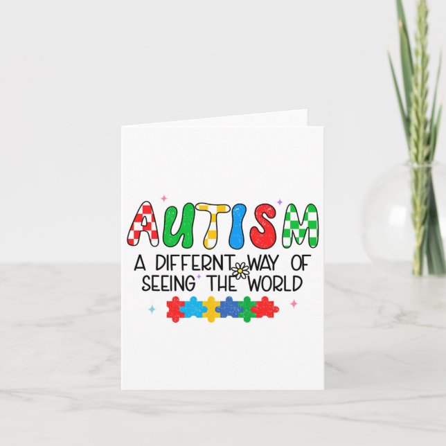 Autism Awareness Month Support Seeing The World Di Card (Front)