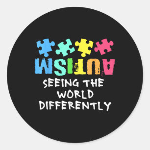 Autism Awareness Month Support Seeing The World Di Classic Round Sticker