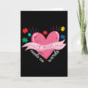 Autism Awareness Month Valentine Day Love Needs No Card