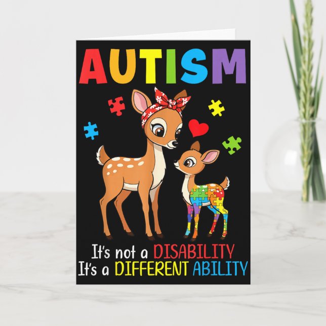 Autism Awareness Mother Deer Different Ability Puz Card (Front)