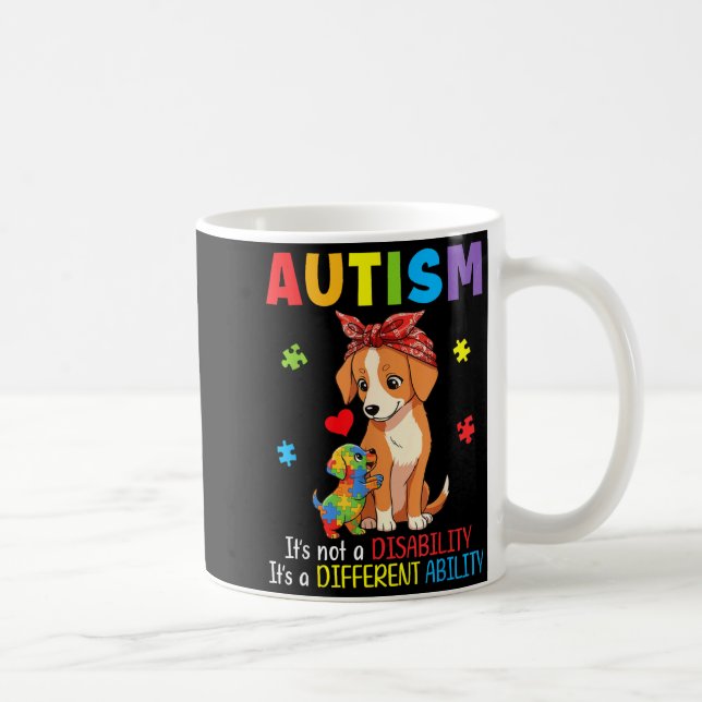 Autism Awareness Mother Dog Different Ability Puzz Coffee Mug (Right)