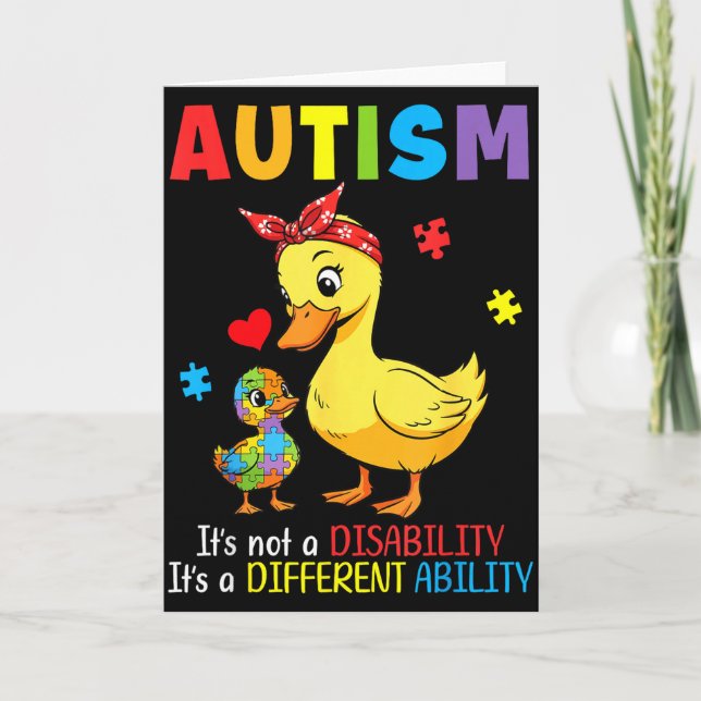 Autism Awareness Mother Duck Different Ability Puz Card (Front)