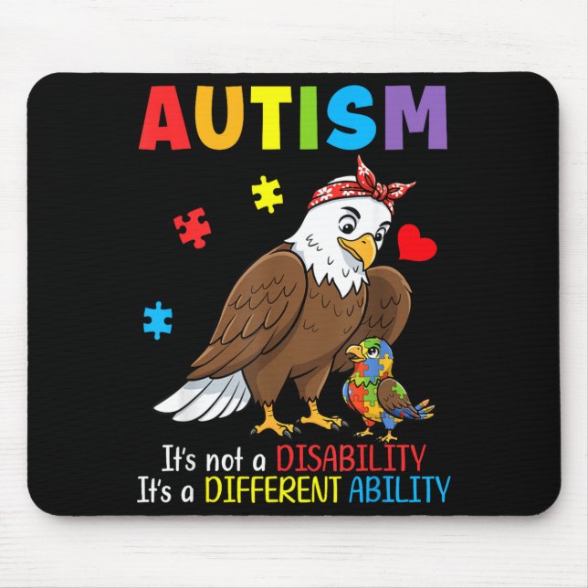 Autism Awareness Mother Eagle Different Ability Pu Mouse Pad (Front)