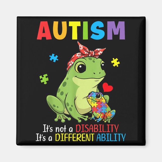Autism Awareness Mother Frog Different Ability Puz Magnet (Front)