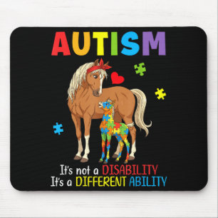 Autism Awareness Mother Horse Different Ability Pu Mouse Pad