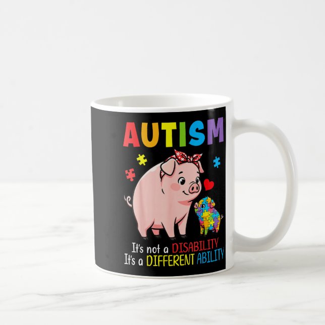 Autism Awareness Mother Pig Different Ability Puzz Coffee Mug (Right)