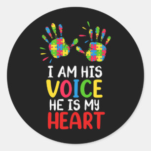 Autism Awareness Mum Dad Classic Round Sticker