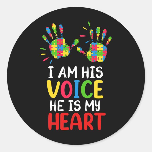 Autism Awareness Mum Dad  Classic Round Sticker (Front)