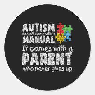 Autism Awareness Mum Dad Parents Autistic Kids Awa Classic Round Sticker