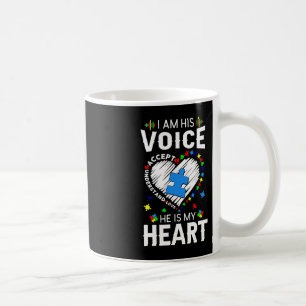 Autism Awareness Mum I Am His Voice He Is My Hear Coffee Mug