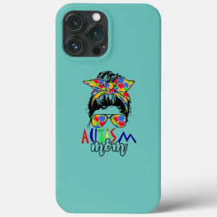 Autism Awareness Mum Life Messy Bun Sunglasses iPhone 13 Pro Max Case