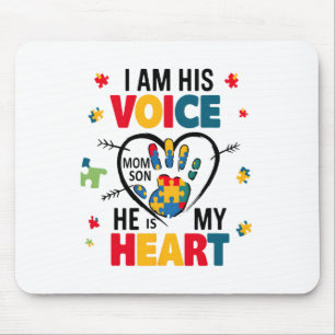 Autism Awareness Mum Shirt I Am His Voice He Is My Mouse Pad
