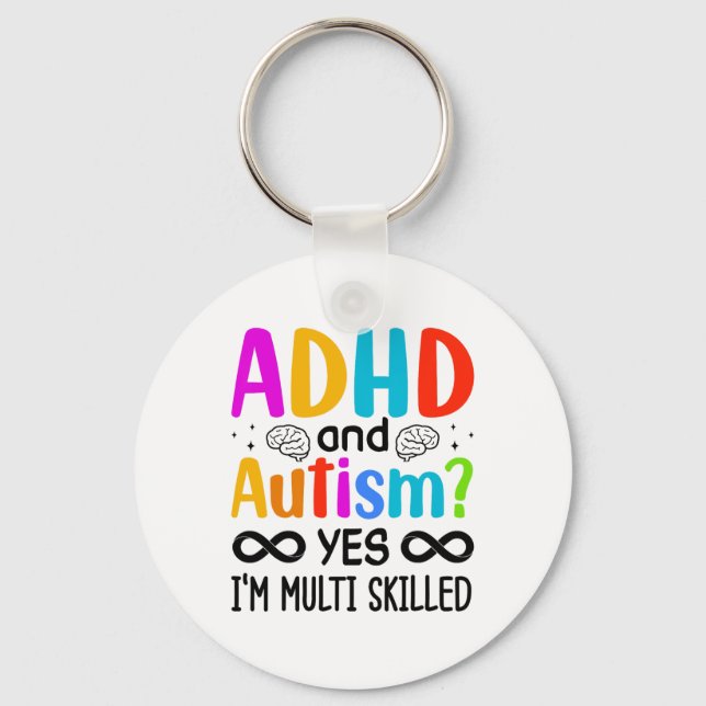 Autism Awareness Neurodivergent Audhdh  Key Ring (Front)
