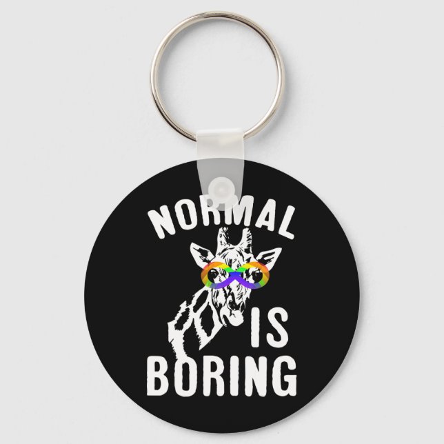 Autism Awareness  Normal Is Boring Infinity Symbol Key Ring (Front)