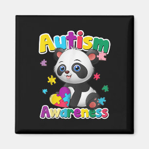 Autism Awareness Panda Puzzle Pieces Colours Gift Magnet