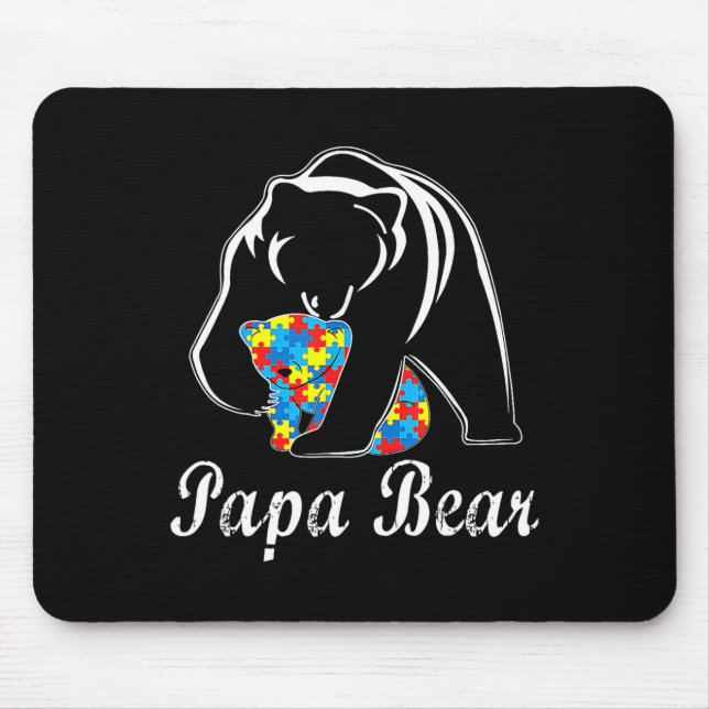 Autism Awareness Papa Bear Support Autistic Adults Mouse Pad (Front)