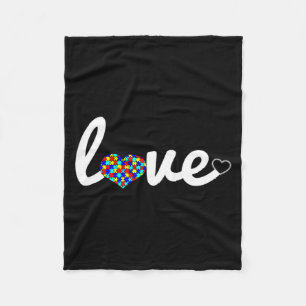 Autism Awareness Perfect Love Heart Jigsaw Puzzle  Fleece Blanket