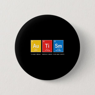 Autism awareness periodic table asd women men kids 6 cm round badge