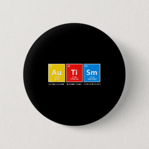 Autism awareness periodic table asd women men kids 6 cm round badge
