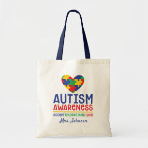 Autism Awareness Personalised Teacher Tote Bag
