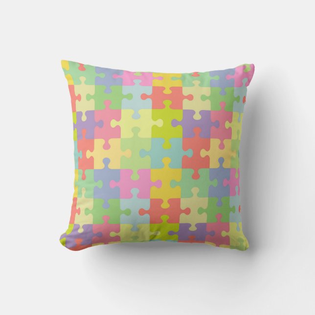 Autism Awareness Pillow Multicolor Puzzle (Front)