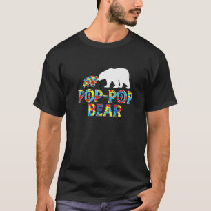Autism Awareness Pop Pop Bear Support Autistic T-Shirt