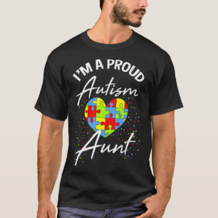 Autism Awareness Proud Aunt Puzzle Heart Cool Fami T-Shirt