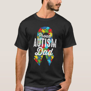 Autism Awareness Proud Autism Dad Ribbon Puzzle Fa T-Shirt