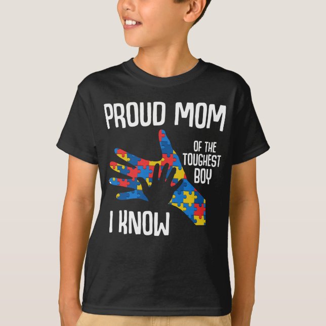 Autism Awareness Proud Mum Autistic Kid T-Shirt (Front)