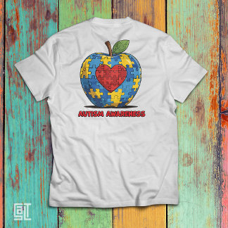 Autism Awareness Puzzle Apple Heart T-Shirt