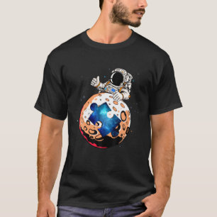Autism Awareness Puzzle Autism Astronaut In Space T-Shirt