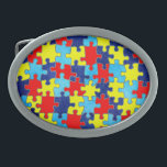 Autism Awareness-Puzzle by Shirley Taylor Belt Buckles<br><div class="desc">Autism awareness oval belt buckle. Click on the customise button to add your text. Image can be rotated or re-sized. Images Copyright © Shirley Taylor. All Rights Reserved.</div>