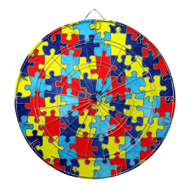 Autism Awareness-Puzzle by Shirley Taylor Dartboard (Front)
