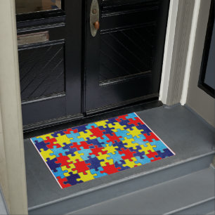 Autism Awareness-Puzzle by Shirley Taylor Doormat