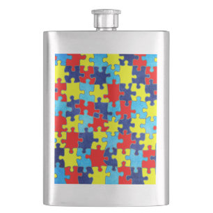 Autism Awareness-Puzzle by Shirley Taylor Hip Flask