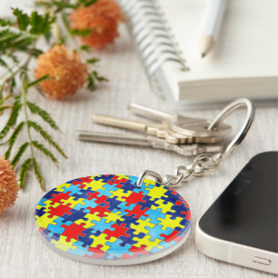Autism Awareness-Puzzle by Shirley Taylor Key Ring