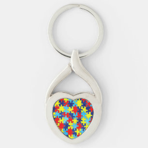 Autism Awareness-Puzzle by Shirley Taylor Key Ring