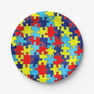 Autism Awareness-Puzzle by Shirley Taylor Paper Plate