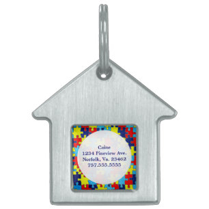 Autism Awareness-Puzzle by Shirley Taylor Pet Name Tag