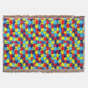 Autism Awareness-Puzzle by Shirley Taylor Throw Blanket