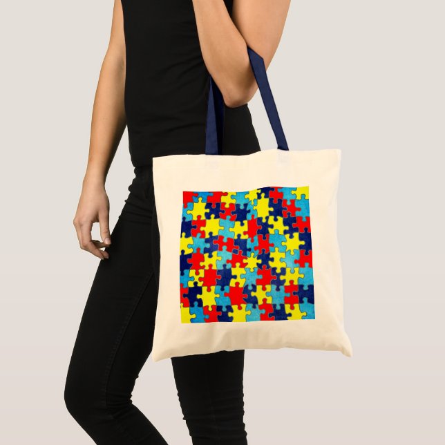 Autism Awareness-Puzzle by Shirley Taylor Tote Bag (Front (Product))