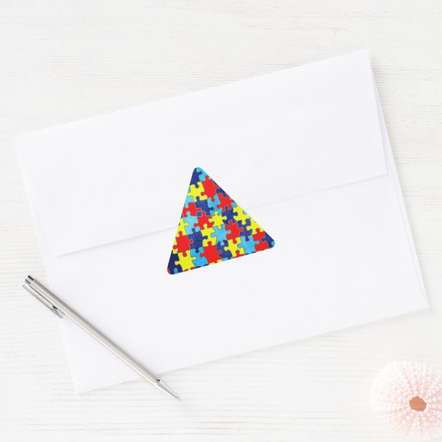Autism Awareness-Puzzle by Shirley Taylor Triangle Sticker (Envelope)