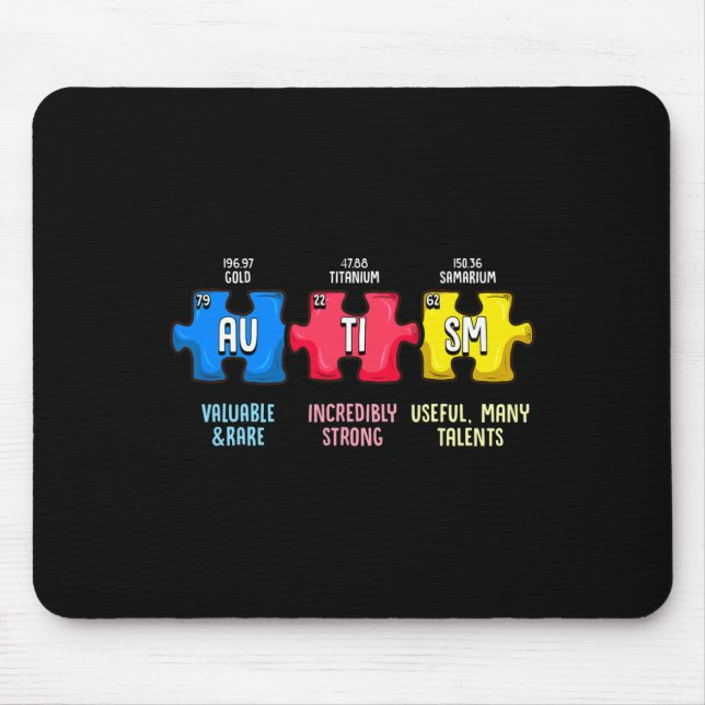 Autism Awareness Puzzle Chemical Element  Mouse Pad (Front)