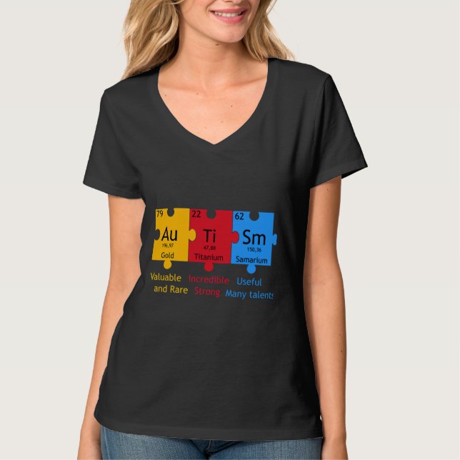 Autism Awareness Puzzle Chemical Element T-Shirt (Front)