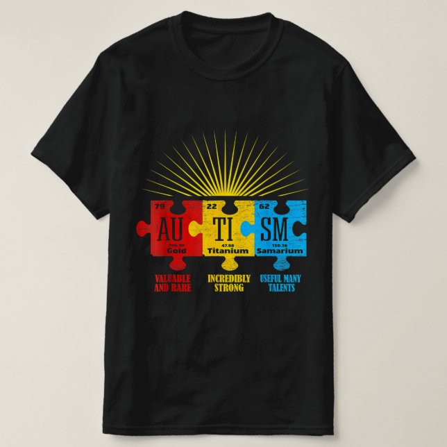 Autism Awareness Puzzle Chemical Element T-Shirt14 T-Shirt (Design Front)