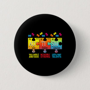 Autism Awareness Puzzle Chemical Elements  6 Cm Round Badge