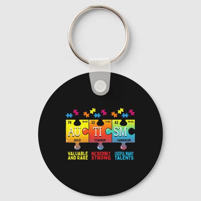 Autism Awareness Puzzle Chemical Elements  Key Ring (Front)