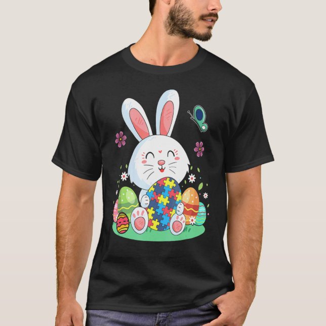 Autism Awareness Puzzle Easter Bunny Eggs Easter B T-Shirt (Front)