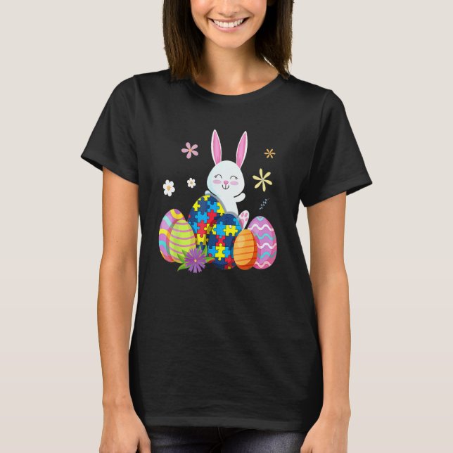 Autism Awareness Puzzle  Easter Bunny Eggs Funny 2 T-Shirt (Front)